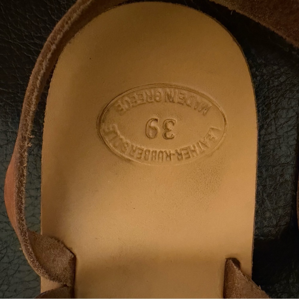 Handmade in Greece - Leather Strappy Sandals - Tan 39 8.5 - Picture 3 of 3